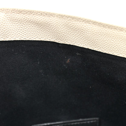 Saint Laurent Grain De Poudre Textured Mixed Matelasse Triquilt Monogram Clutch Blanc Vintage 11 of 19