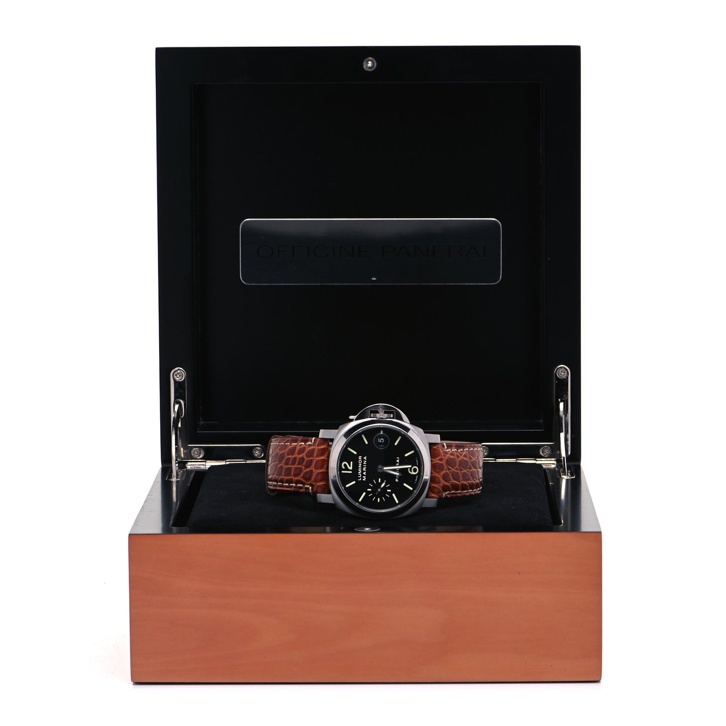 Stainless Steel Alligator 40mm Luminor Marina Automatic Watch Black PAM00048