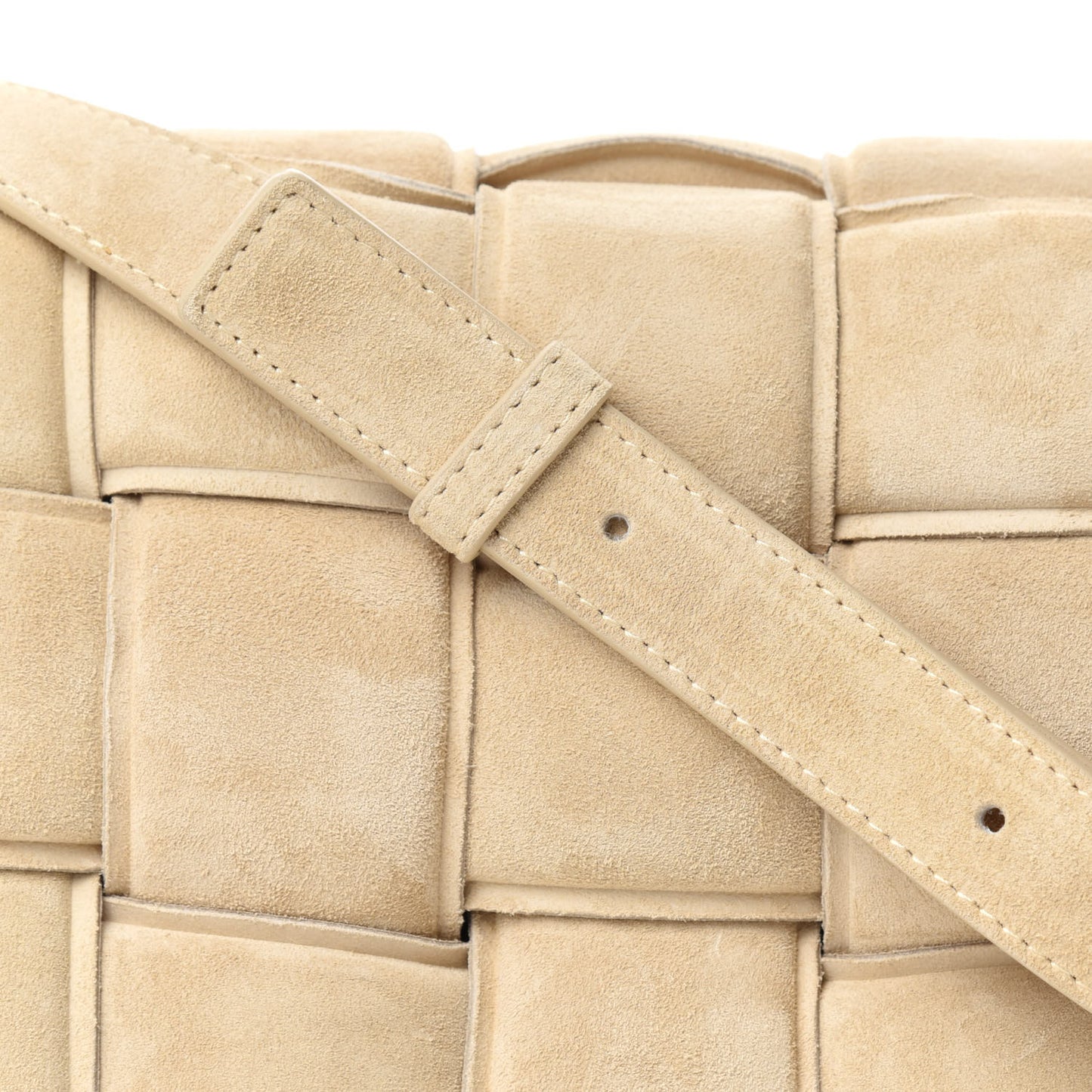 Suede Calfskin Maxi Intrecciato Padded Cassette Crossbody Bag Sand