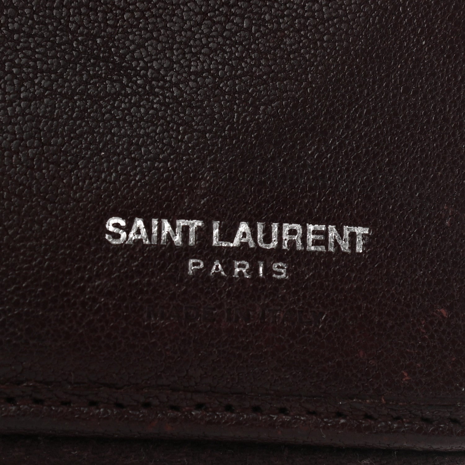 Saint Laurent Calfskin Mixed Matelasse Chevron Monogram Compact Zip Around Wallet Dark Brown 6 of 7