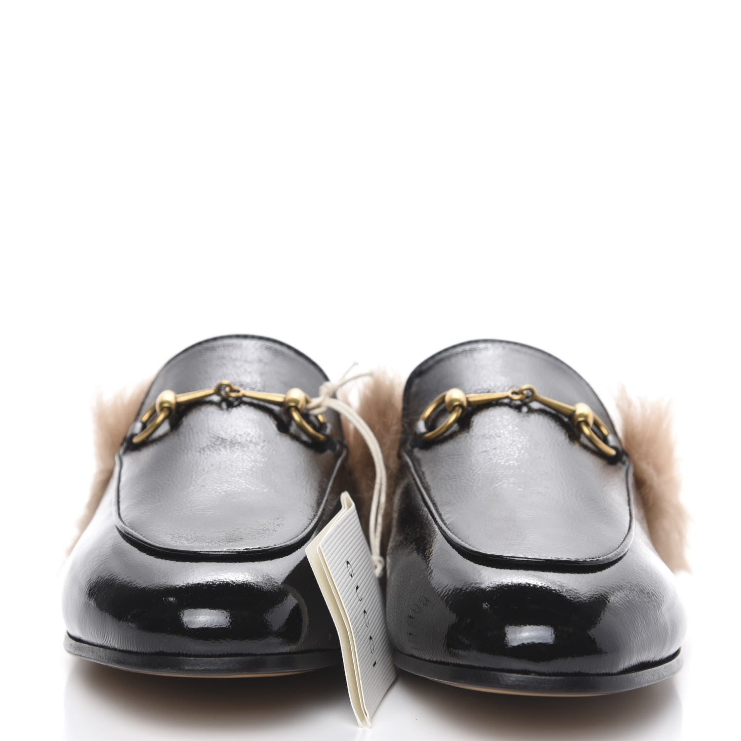 Gucci Patent Fur Womens Princetown Slippers 38.5 Black Natural 2 of 8