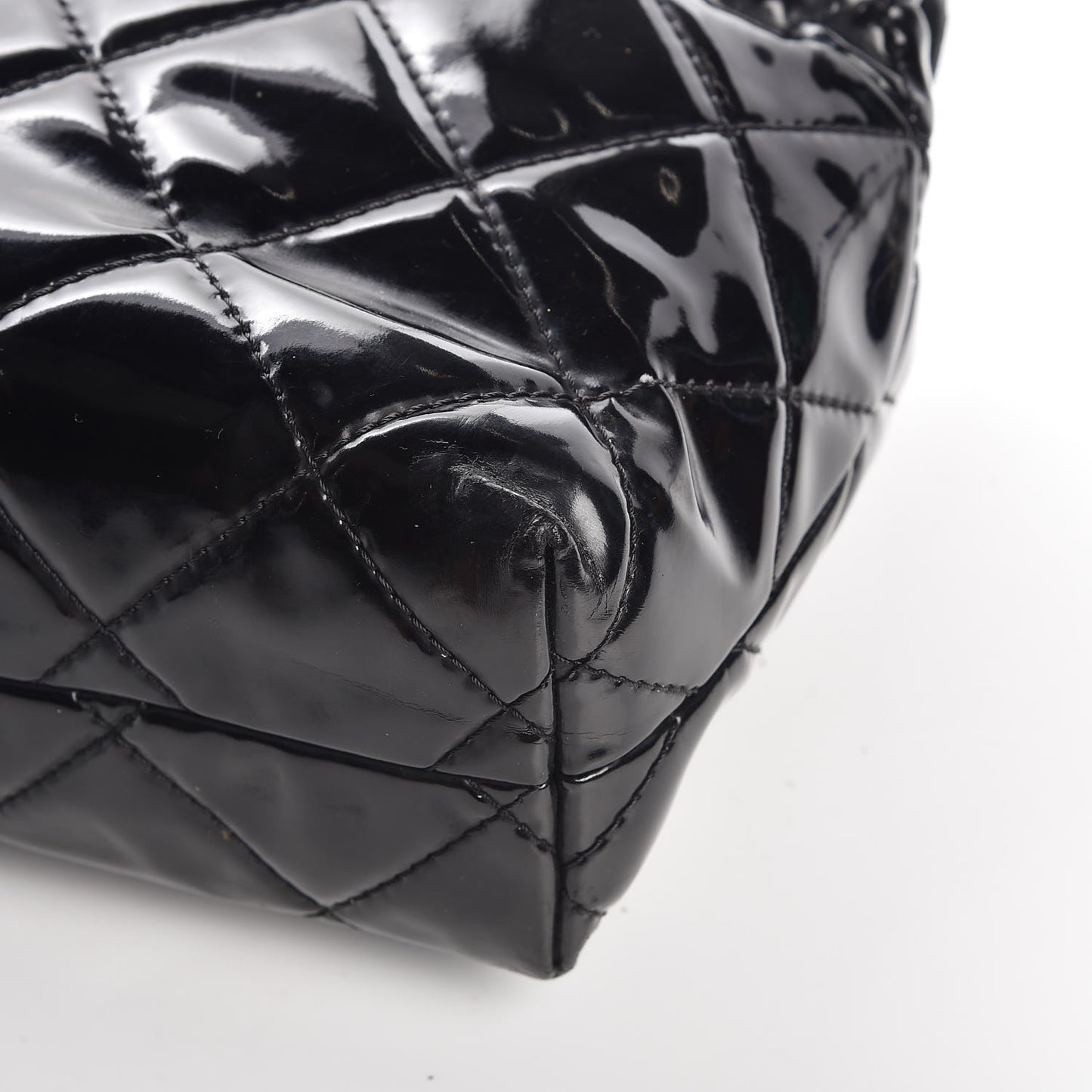 Vinyl Quilted In the Business Flap Bag Black