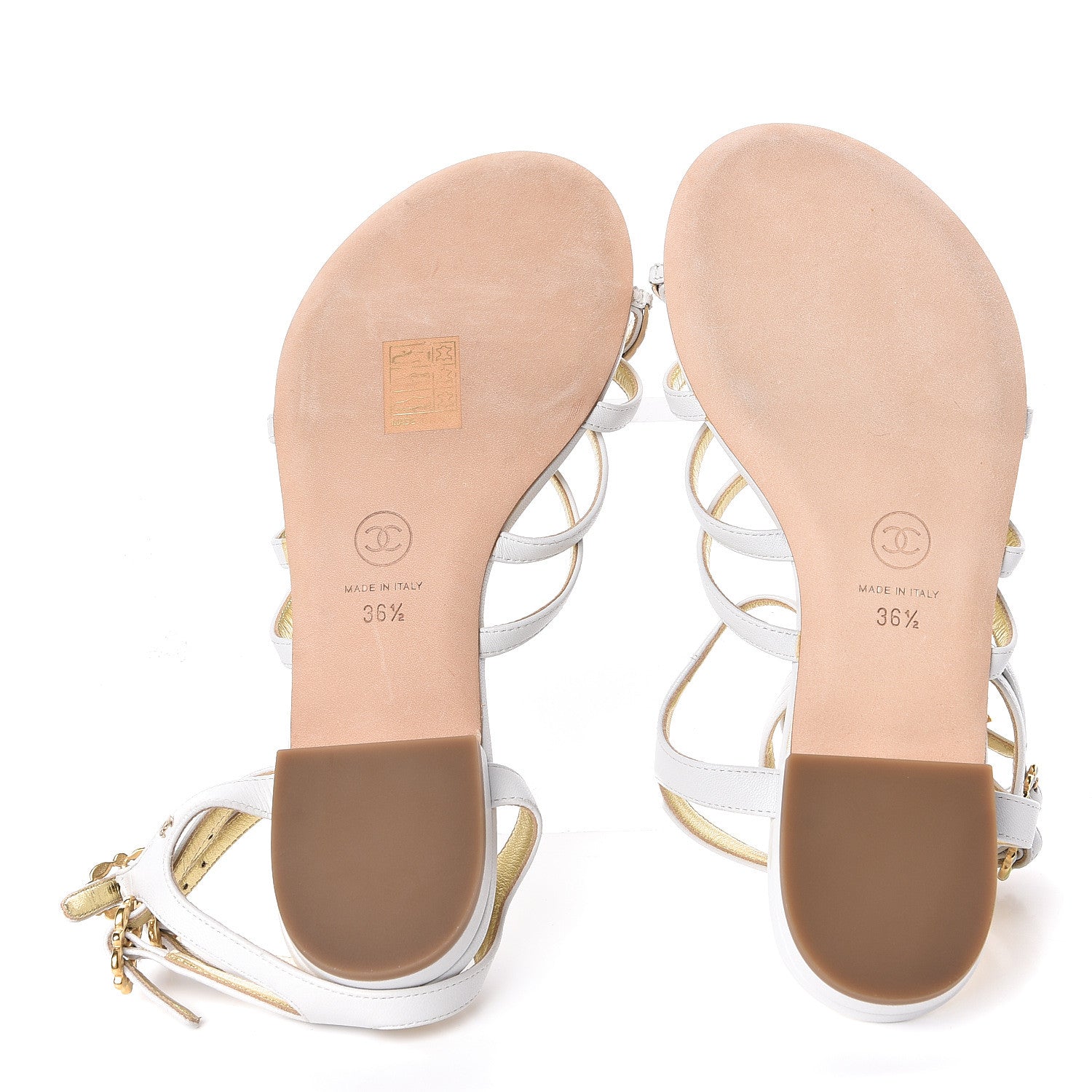 Chanel Lambskin Gripoix Flat Sandals 36.5 White 5 of 7