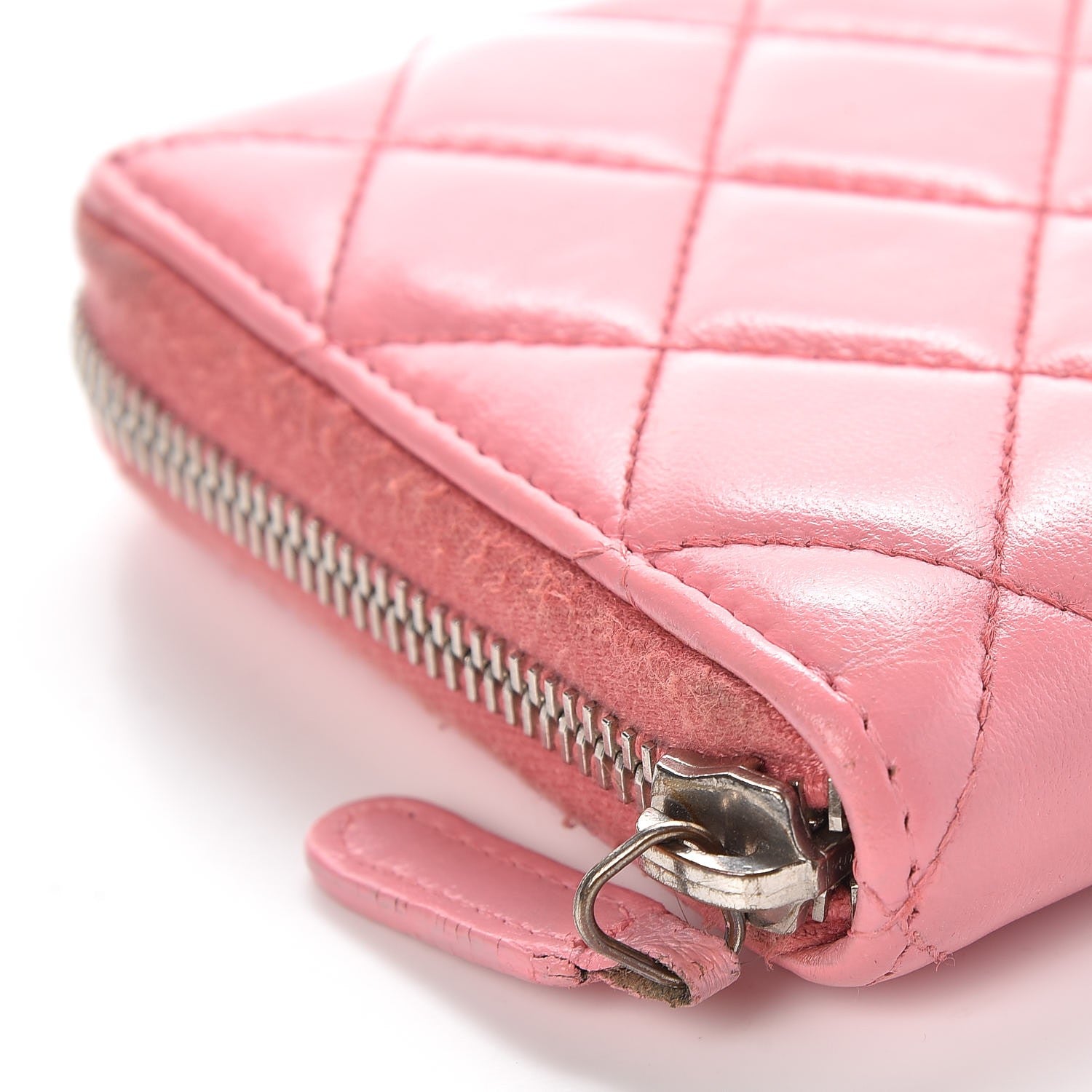 Chanel Lambskin Quilted Large Gusset Zip Around Wallet Pink 13 of 17