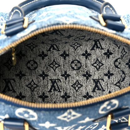 Louis Vuitton Monogram Jacquard Denim Speedy Bandouliere 25 Bleu 5 of 13