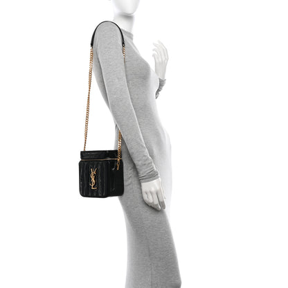 Saint Laurent Patent Matelasse Monogram Vicky Vanity Black 2 of 10
