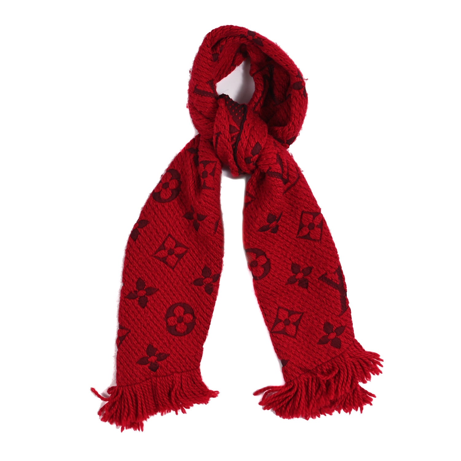 Louis Vuitton Wool Silk Logomania Scarf Rubis 1 of 3