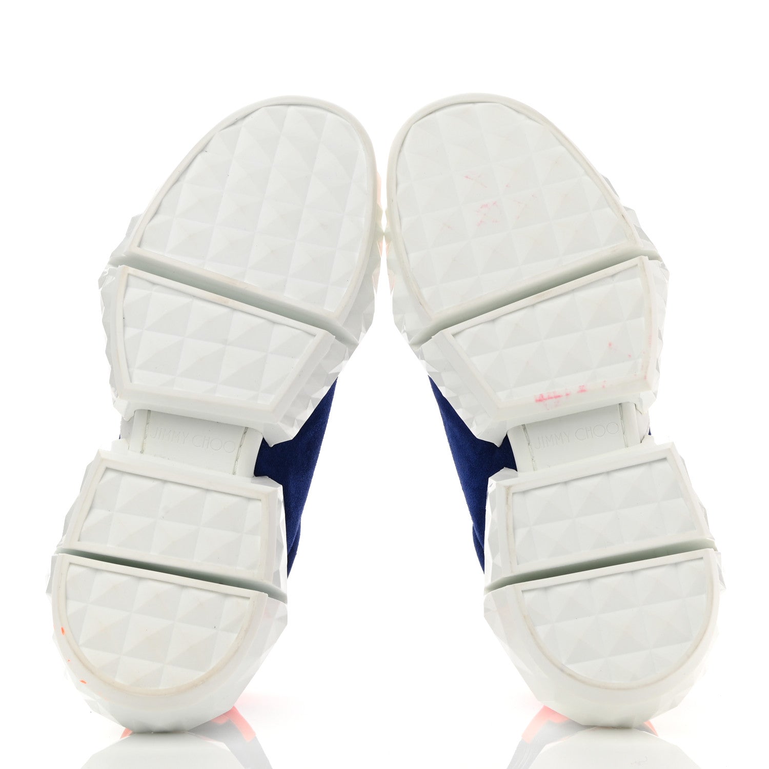Jimmy Choo Suede Calfskin Diamond Low Top Sneaker 40 Cobalt Neon Orange 5 of 10