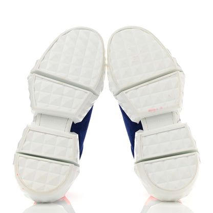 Jimmy Choo Suede Calfskin Diamond Low Top Sneaker 40 Cobalt Neon Orange 5 of 10