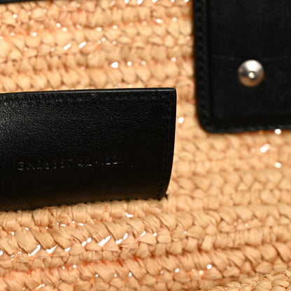 Saint Laurent Raffia Calfskin Rive Gauche Tote Naturale Black 7 of 13