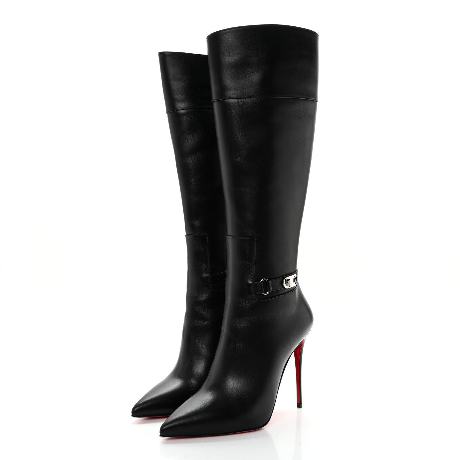Christian Louboutin Calfskin Lock Kate Botta 100 Knee High Boots 40 Black 3 of 13