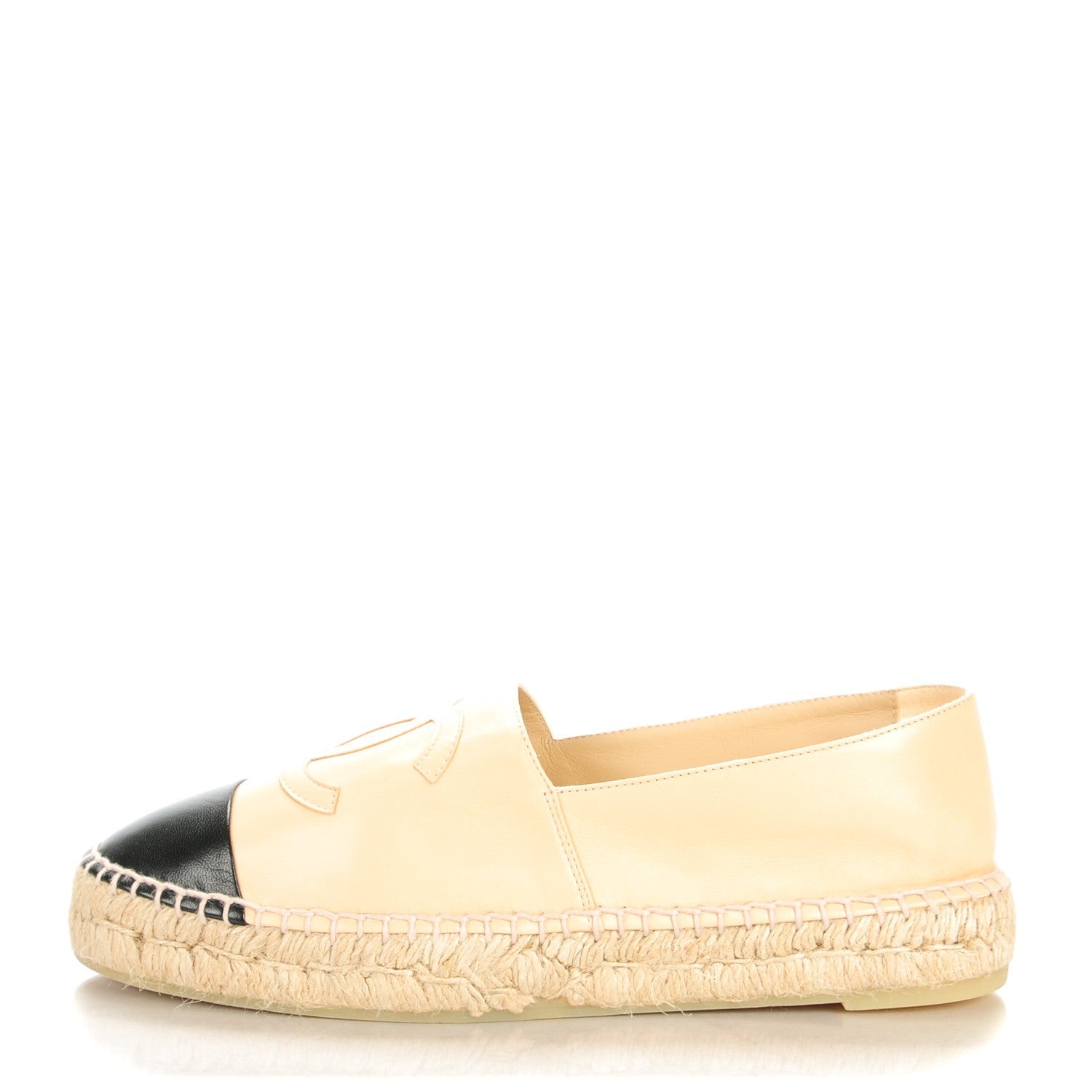 Chanel Lambskin CC Espadrilles 41 Beige Black 1 of 8
