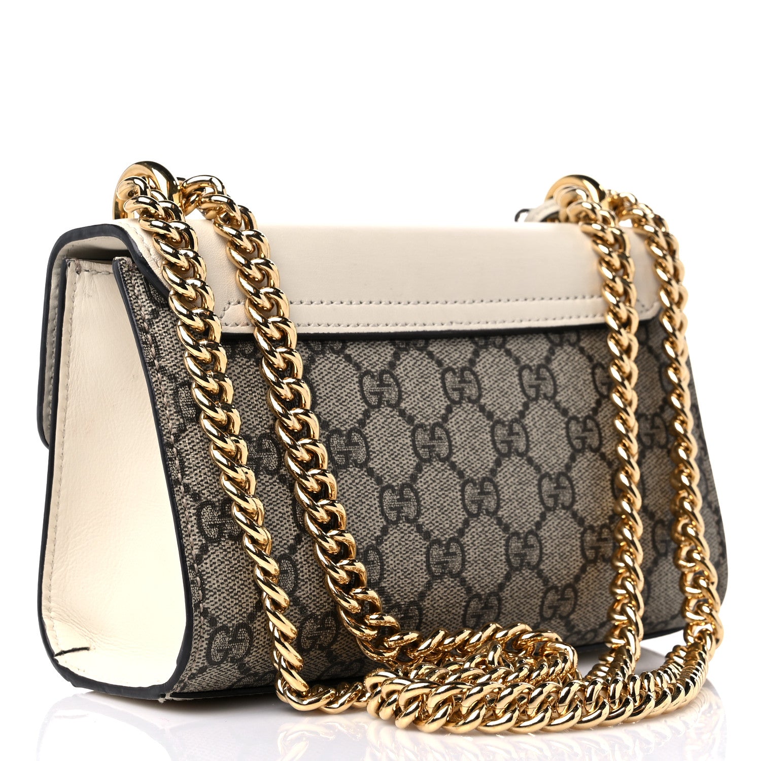 Gucci GG Supreme Monogram Studded Small Padlock Shoulder Bag White 3 of 12