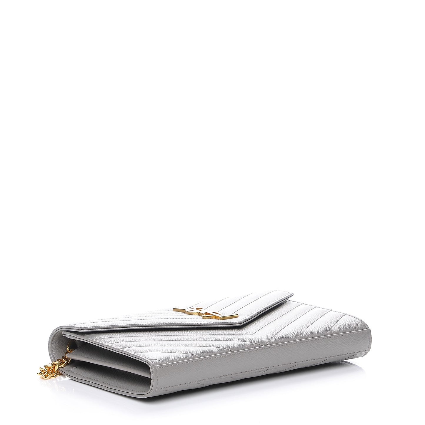 Grain De Poudre Matelasse Chevron Monogram Chain Wallet Fog