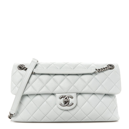 Chanel Shiny Lambskin Quilted Large Burgundy Rocks Flap Light Grey 1 of 12
