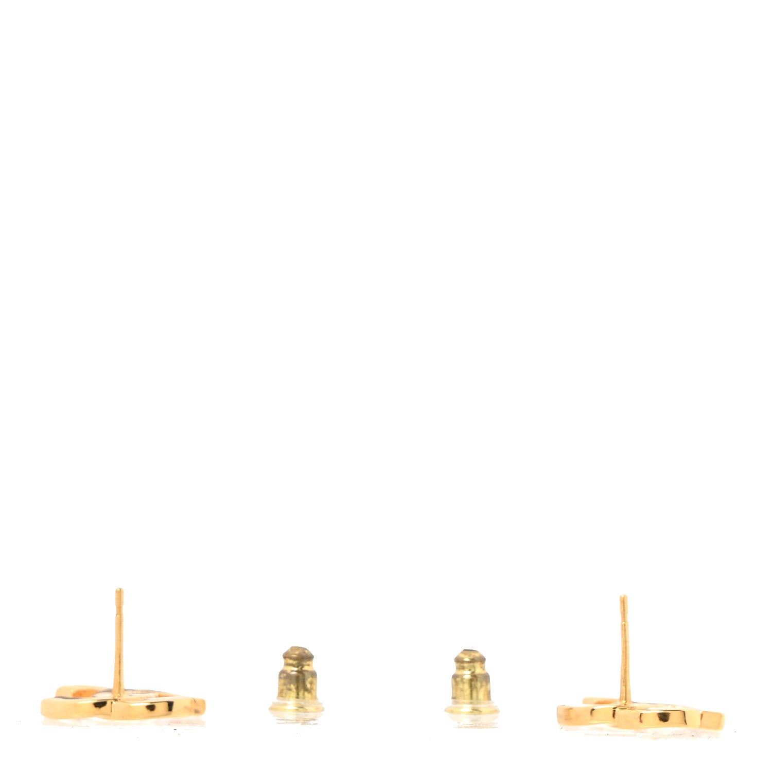Chanel Metal CC Paris Button Stud Earrings Gold 3 of 5