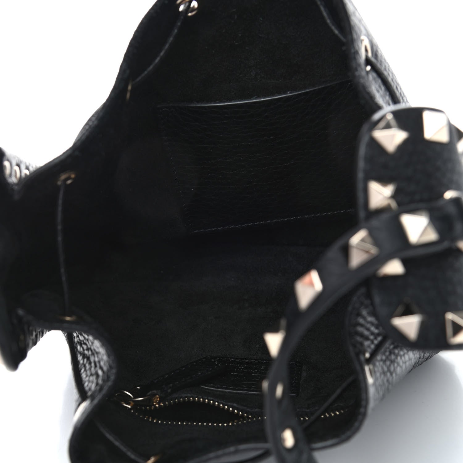 Valentino Garavani Grained Calfskin Rockstud Bucket Bag Black 4 of 4