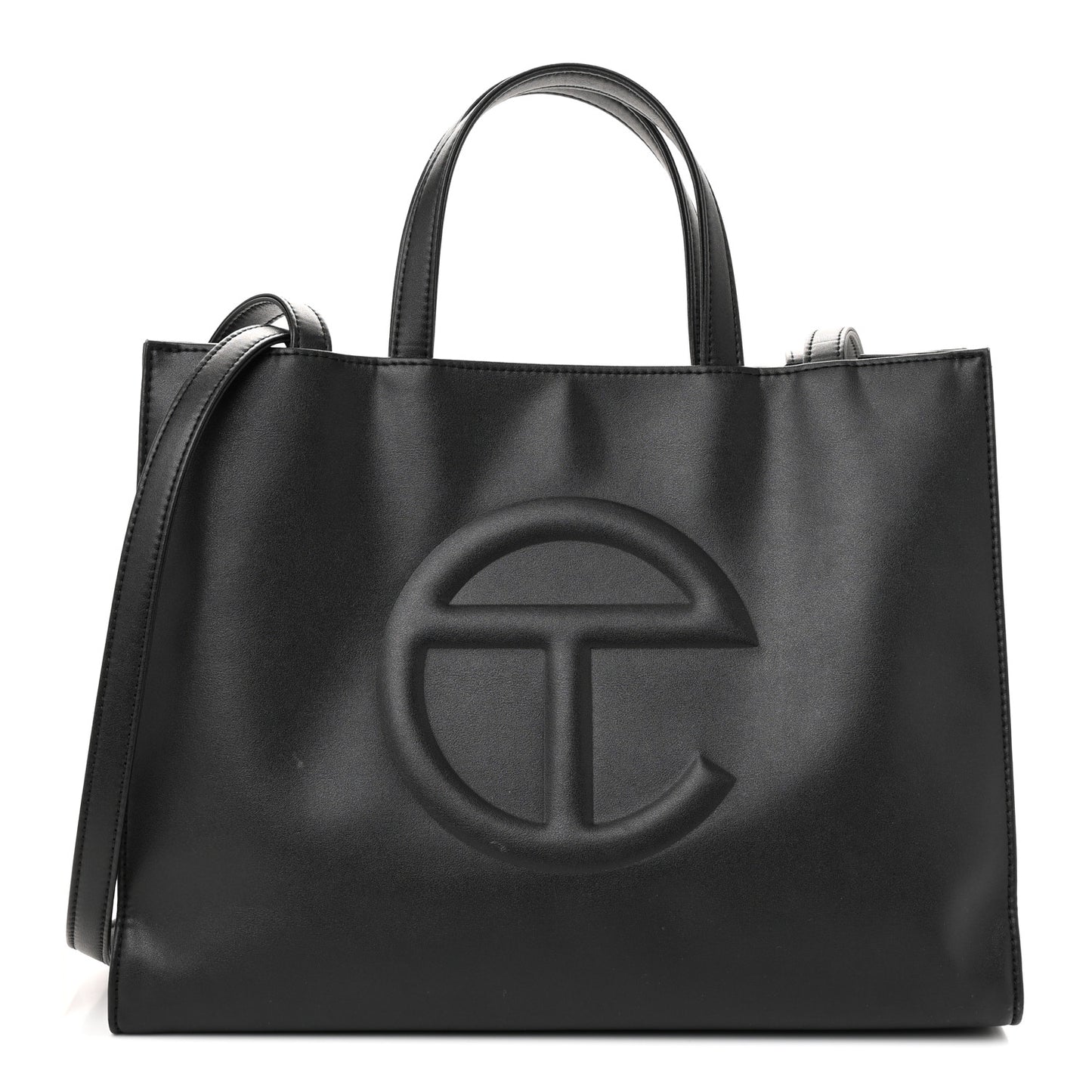 Vegan Leather Medium Shopping Bag Black