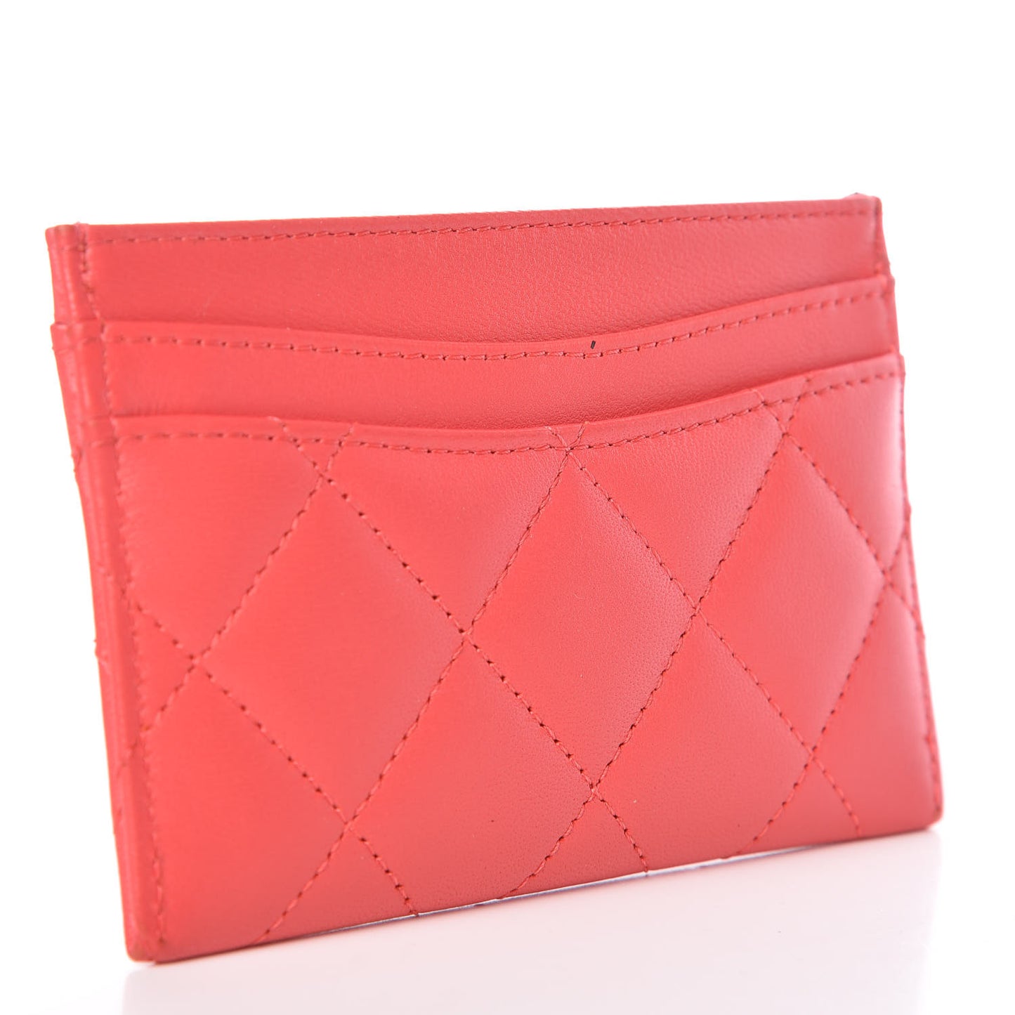 Lambskin Quilted Card Holder Red