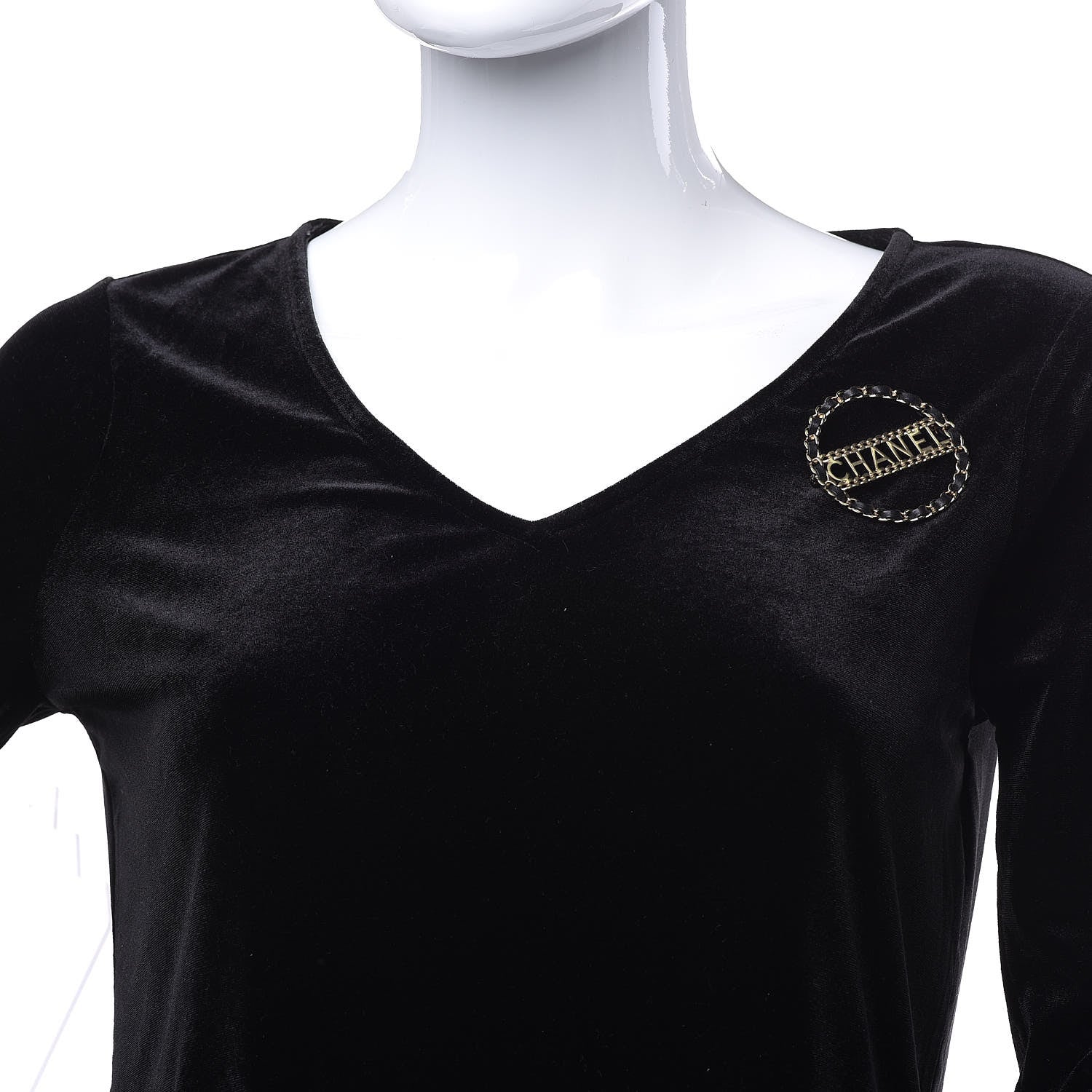 Chanel Lambskin Chain Logo Brooch Black Gold 2 of 4