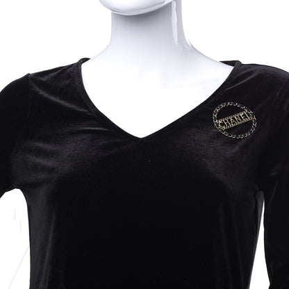 Chanel Lambskin Chain Logo Brooch Black Gold 2 of 4
