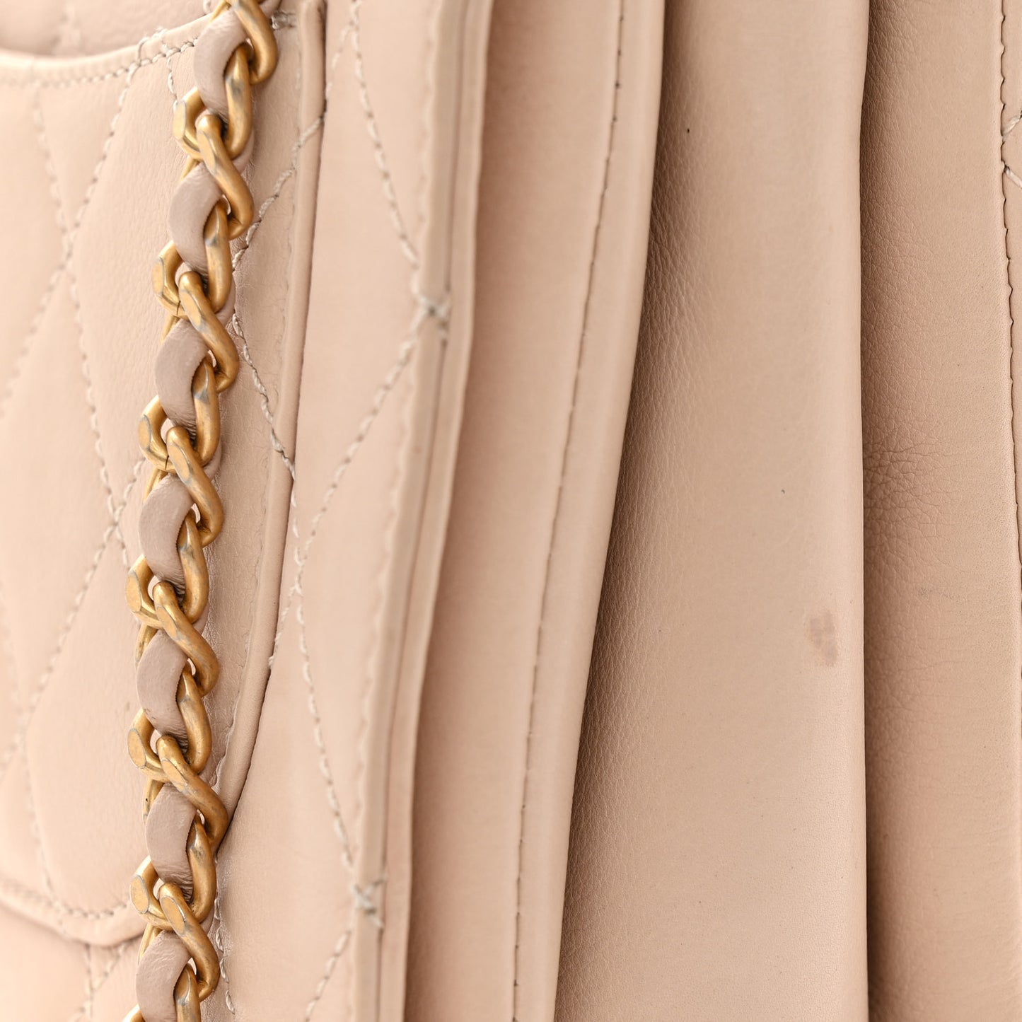 Lambskin Quilted Small Trendy Spirit Top Handle Bag Beige
