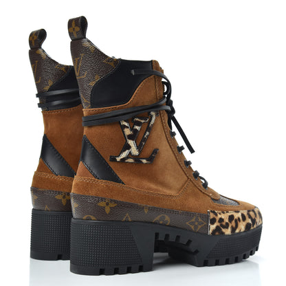 Louis Vuitton Suede Calfskin Monogram Laureate Platform Desert Boots 36 Cognac 4 of 9
