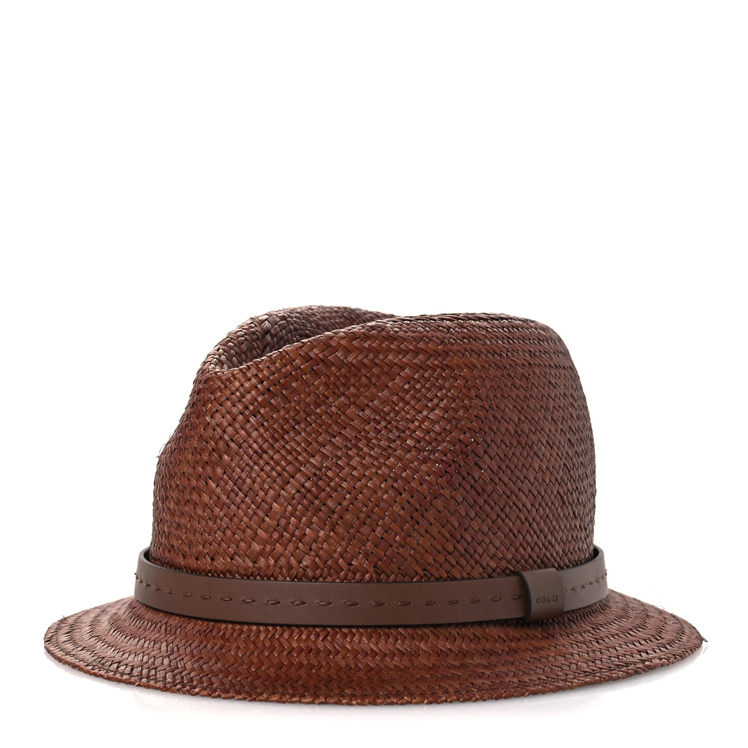 Gucci Straw Fedora Hat M New Oak 1 of 9