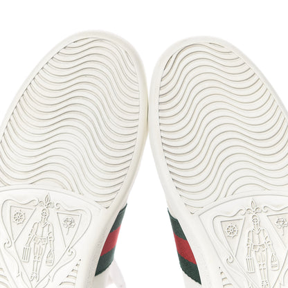 Gucci Calfskin Ayers Bee Embroidered Womens Ace Sneakers 37 White Green 10 of 13