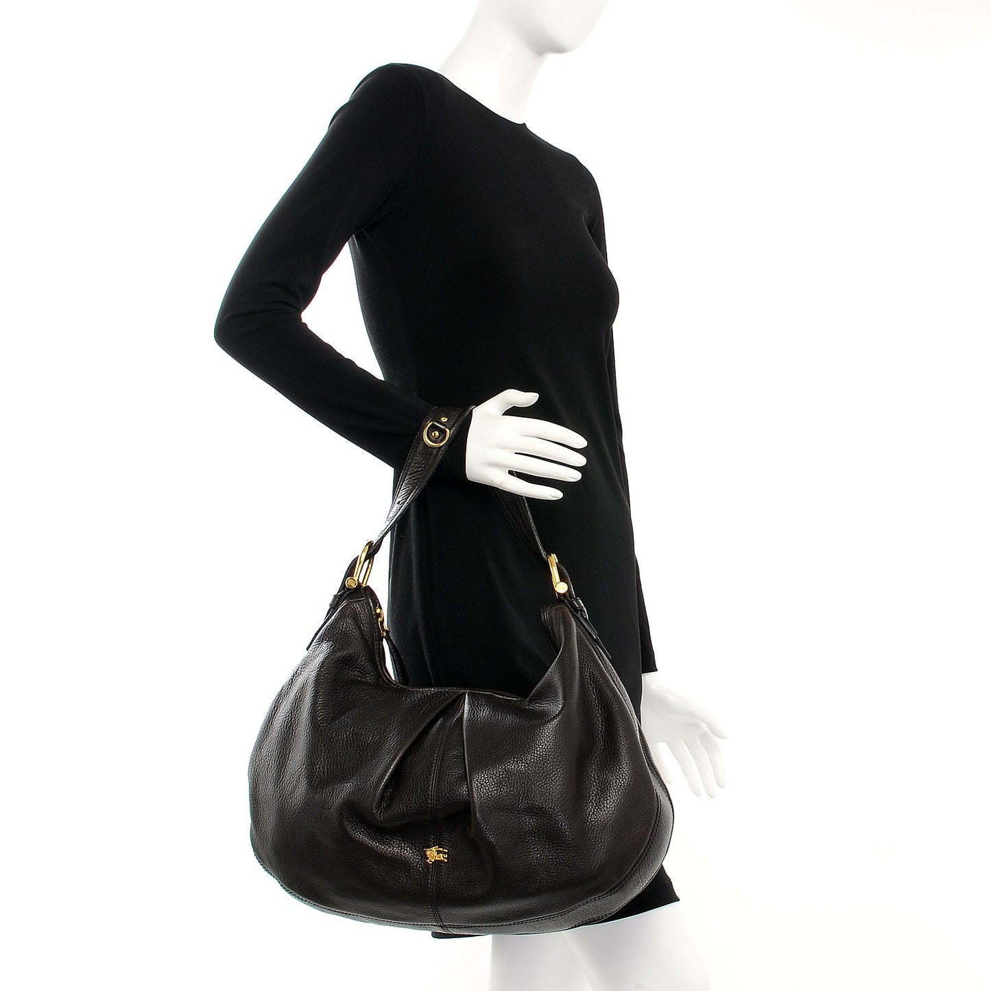 Calfskin Malika Hobo Dark Brown