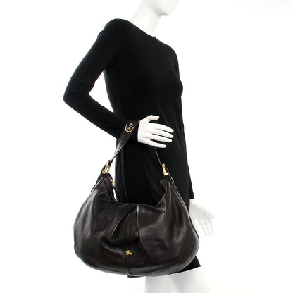 Burberry Calfskin Malika Hobo Dark Brown 2 of 12
