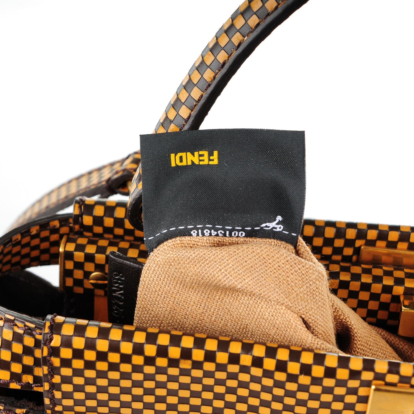 Pequin Checkered Medium Peekaboo Iconic Satchel Dark Brown