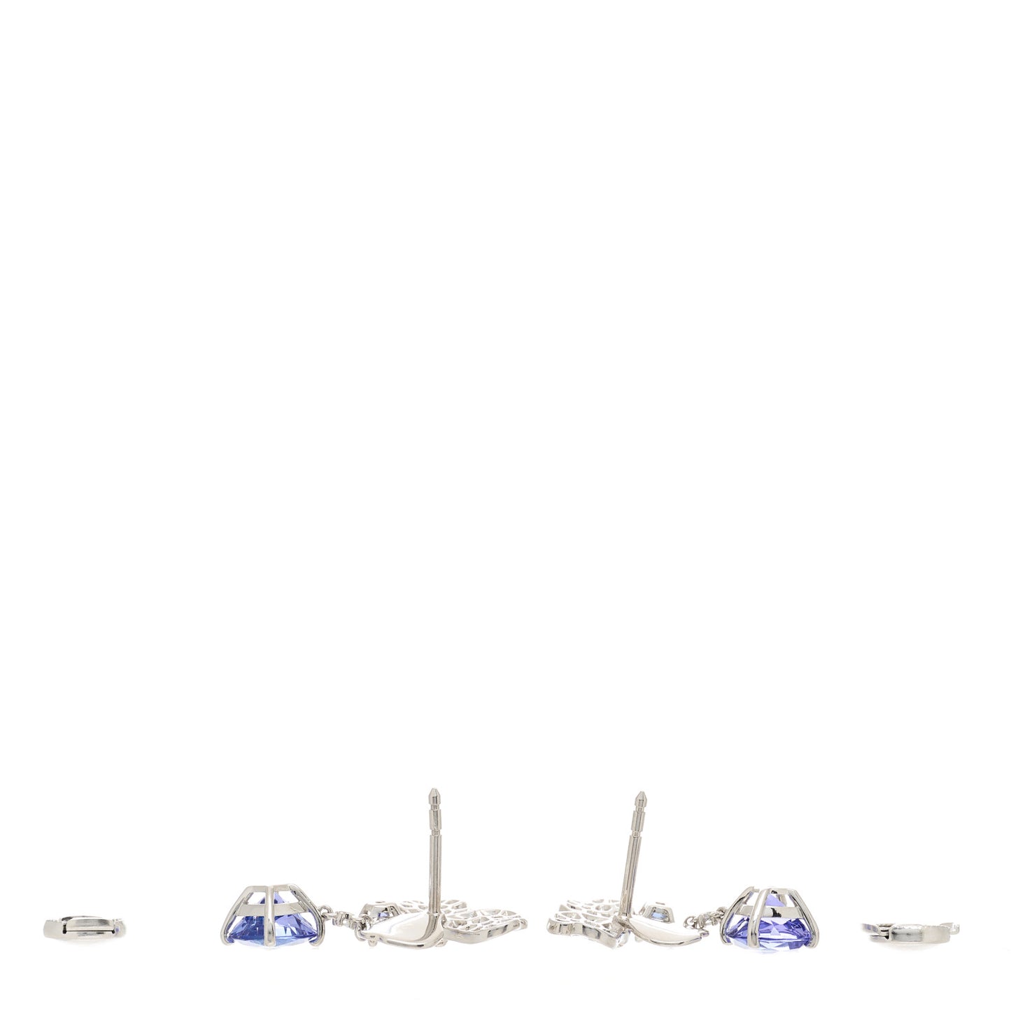 Platinum Diamond Tanzanite Paper Flowers Single Drop Earrings