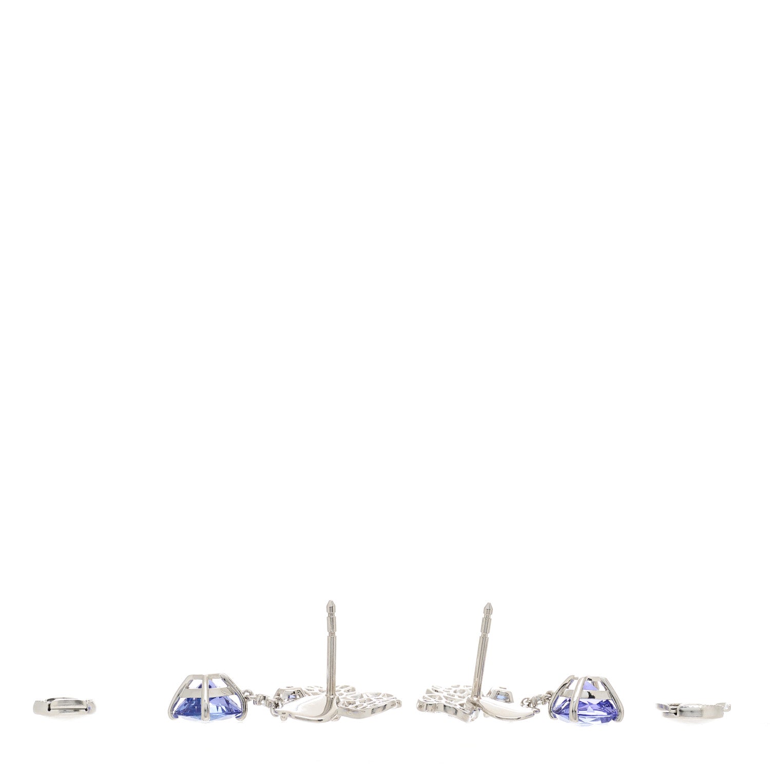 Tiffany Platinum Diamond Tanzanite Paper Flowers Single Drop Earrings 3 of 4