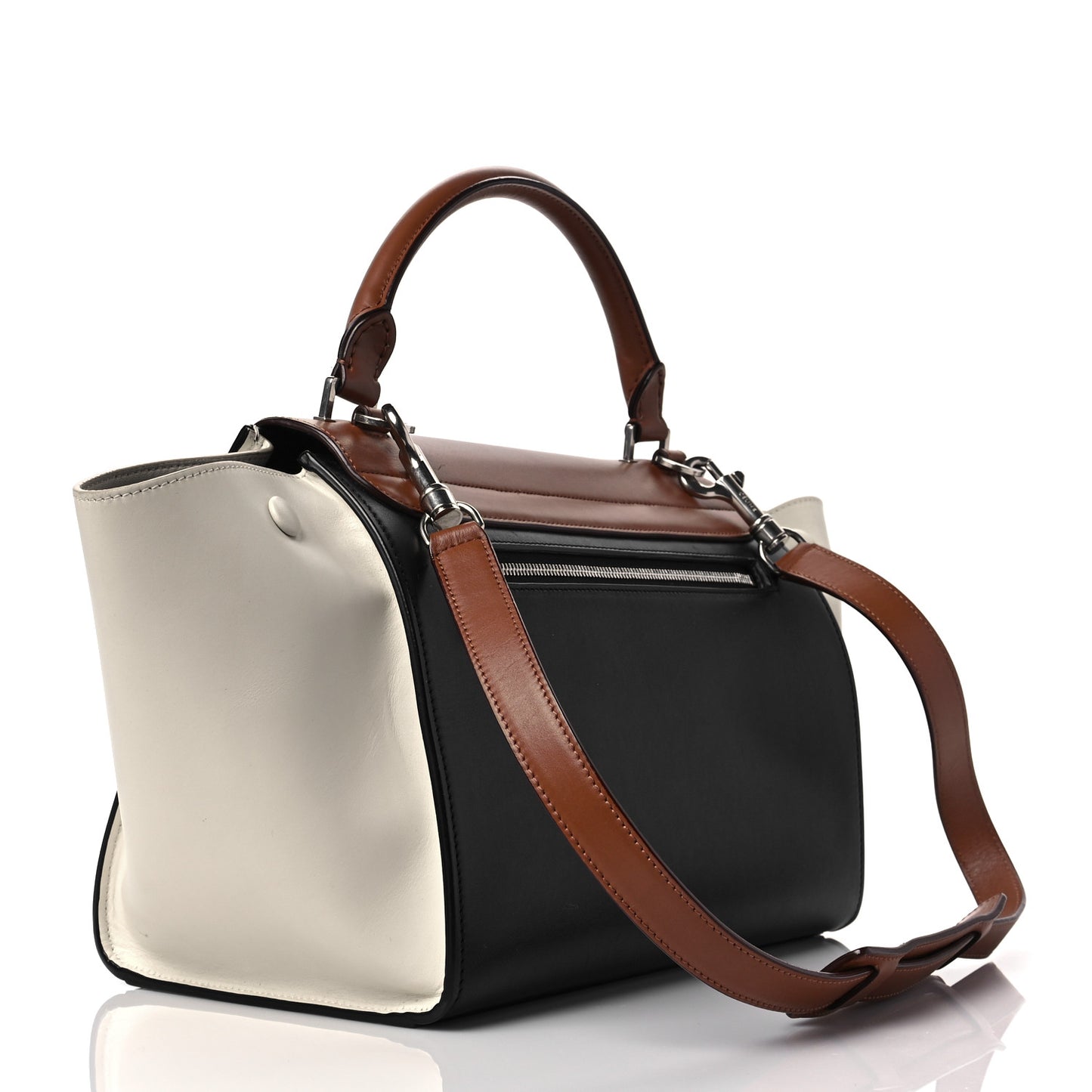 Smooth Calfskin Small Tri-Color Trapeze White