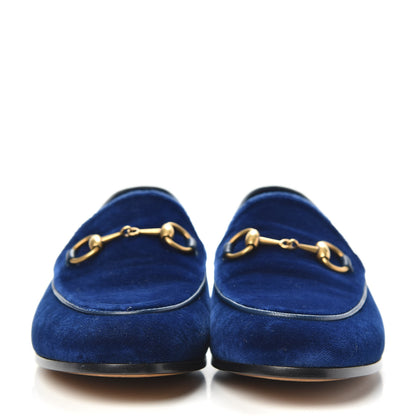 Gucci Velvet Horsebit Womens Jordaan Loafers 35.5 Blue Cobalt 2 of 10