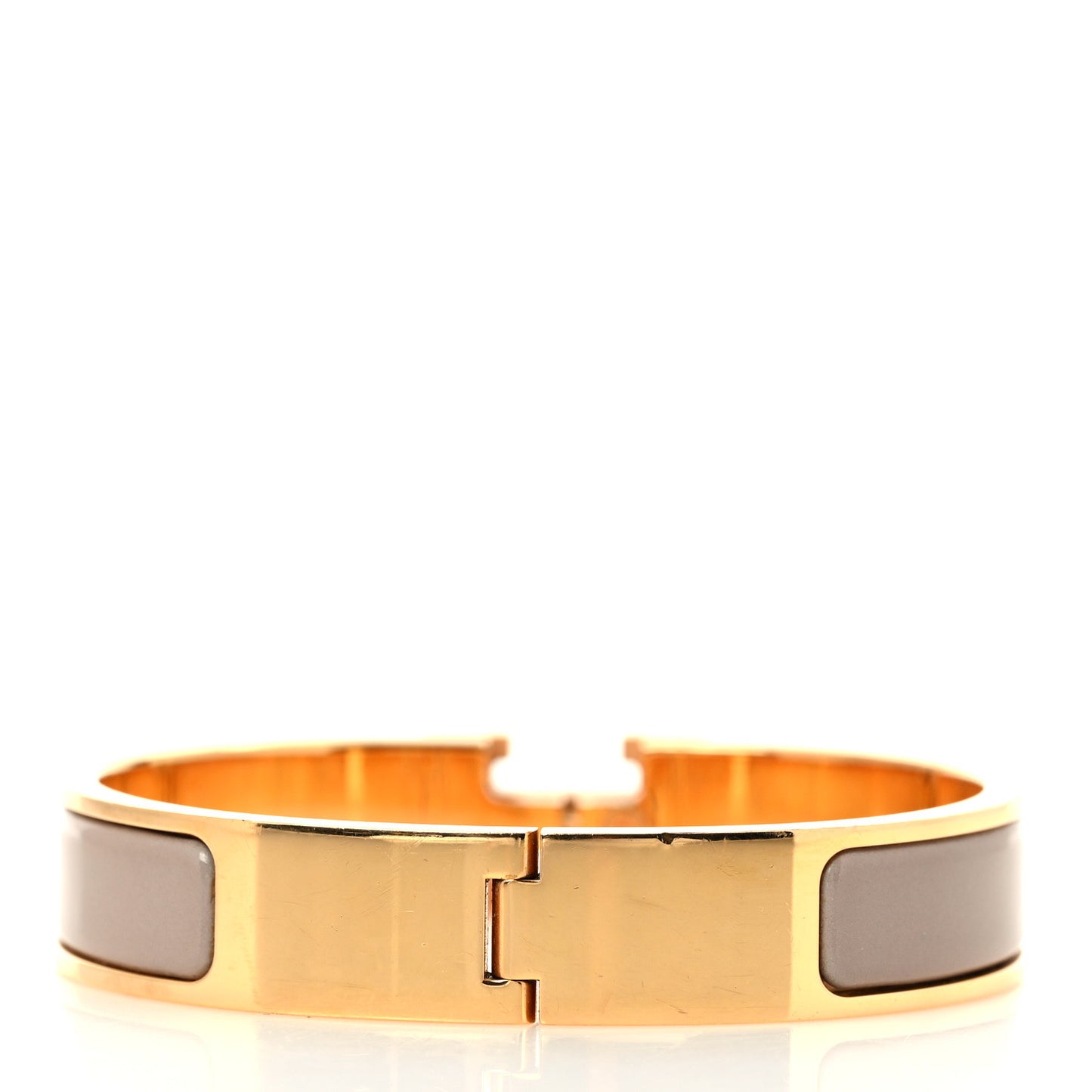 Enamel Narrow Clic Clac H Bracelet PM Marron Glace