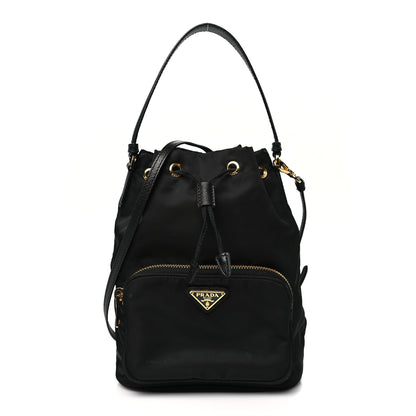 Prada Saffiano Tessuto Nylon Mini Bucket Crossbody Bag Black 1 of 11