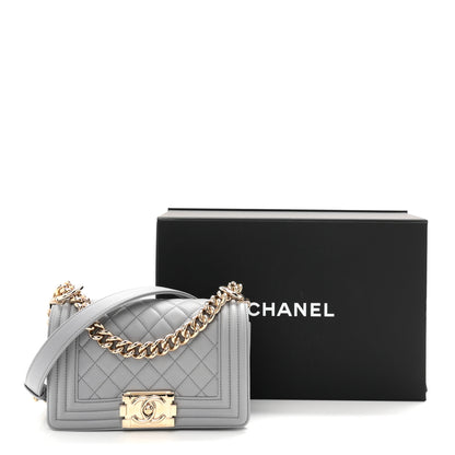 Chanel Calfskin Quilted Small Boy Flap Grey 11 of 11