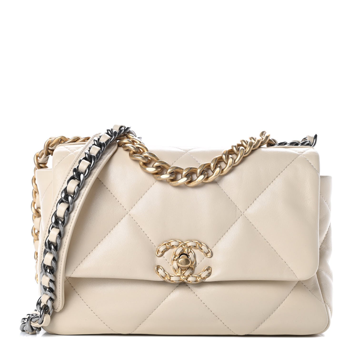 Chanel Lambskin Quilted Medium Chanel 19 Flap Beige 1 of 10