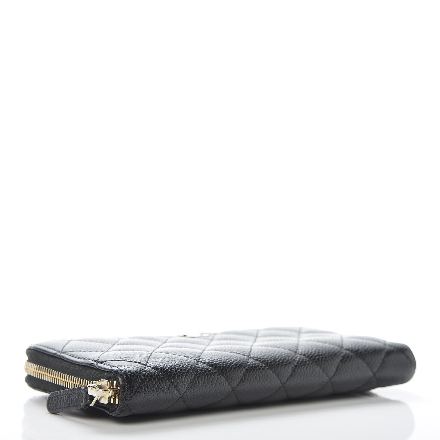 Caviar Quilted Large Gusset Zip Around Wallet Black