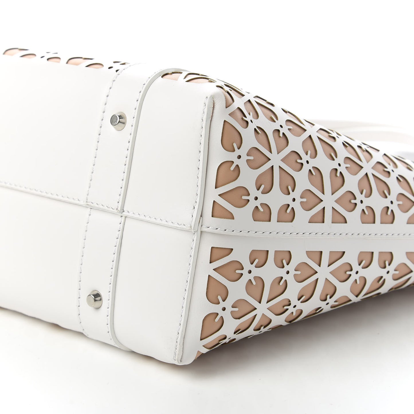 Laser Cut Calfskin Medium Legend Tote Nude