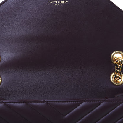 Saint Laurent Lambskin Matelasse Chevron Medium Monogram Satchel Amaranto 12 of 15