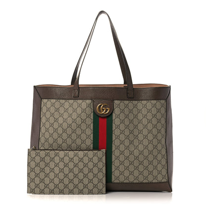 Gucci GG Supreme Monogram Web Ophidia Tote Brown 1 of 17