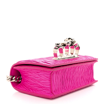 Alexander McQueen Lambskin Pleated Knuckle Shoulder Bag Fuchsia 4 of 10