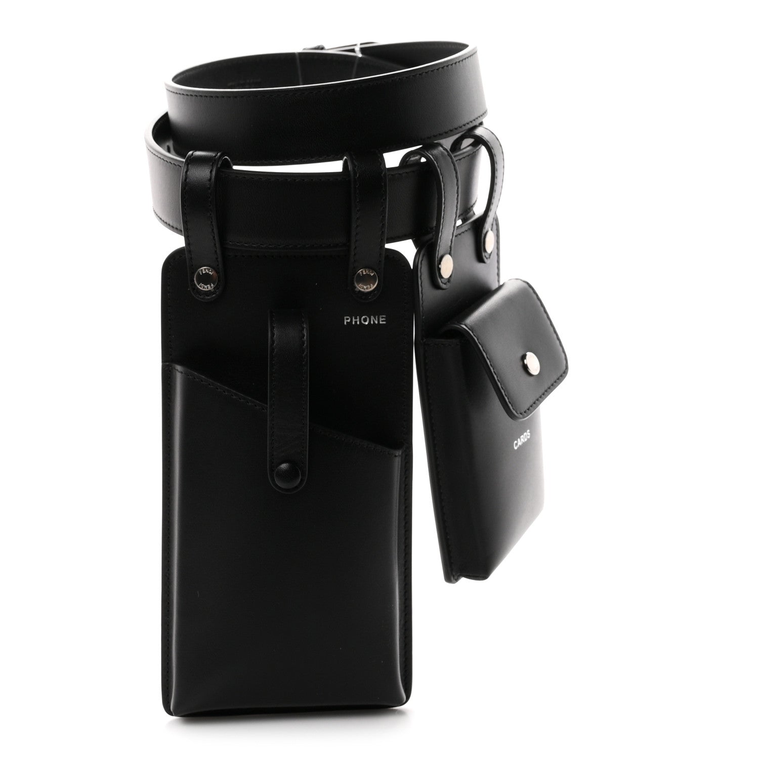 Fendi Vitello Glacier Utility Belt Pouch 85 34 Black 1 of 8