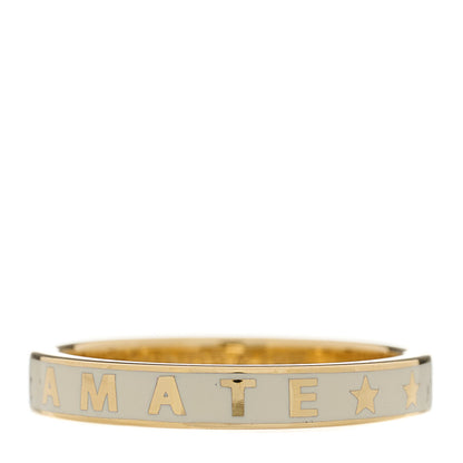 Foundrae 18K Yellow Gold Champleve Enamel Thin Amate Love Band Ring 52 6 White 1 of 5