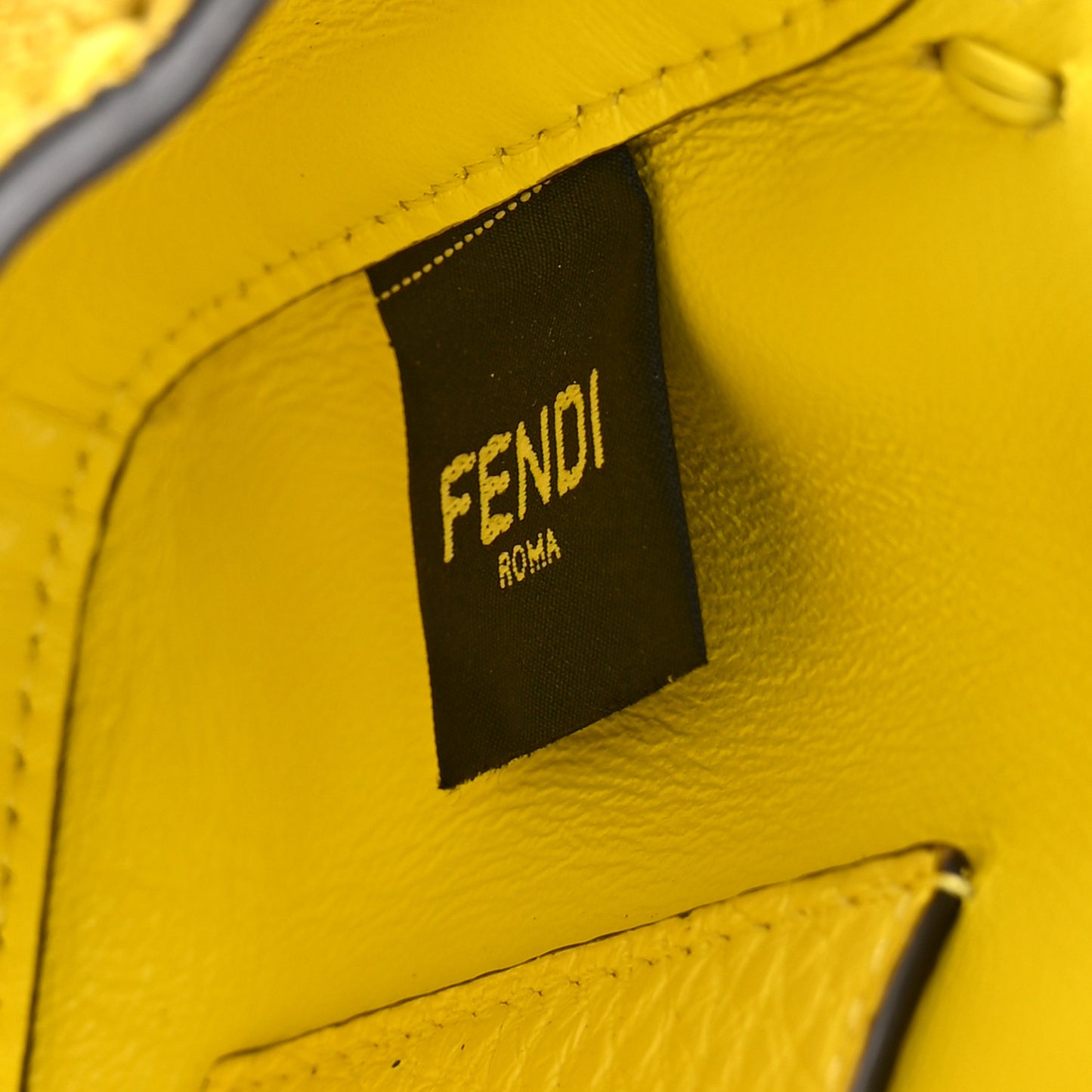 Cuoio Roma Sellerissima Nappa Sintetica Tape Stitch Mini Baguette Acid Yellow