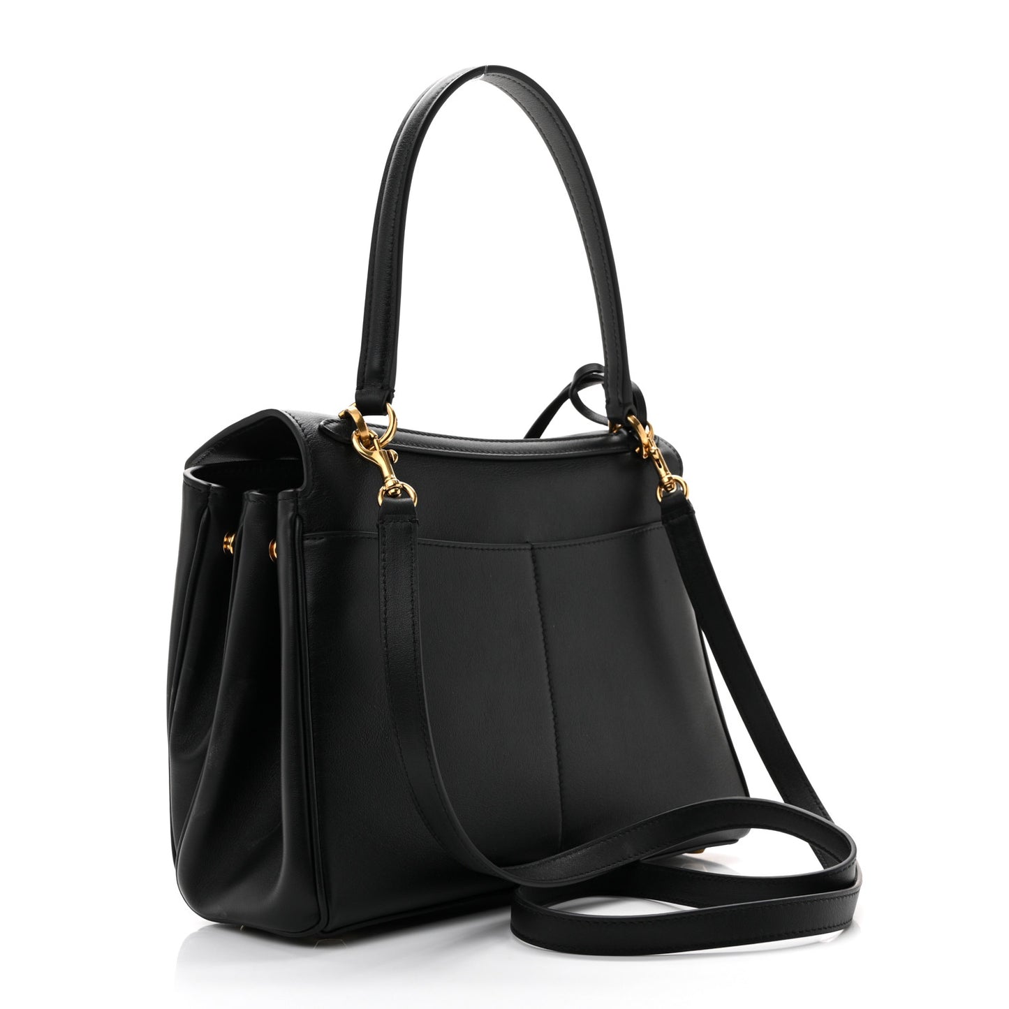Natural Smooth Calfskin Small Rodeo Top Handle Handbag Black