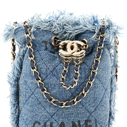 Chanel Denim Quilted Mood Mini Bucket With Chain Blue Multicolor 8 of 10